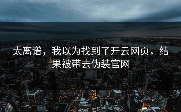 太离谱，我以为找到了开云网页，结果被带去伪装官网